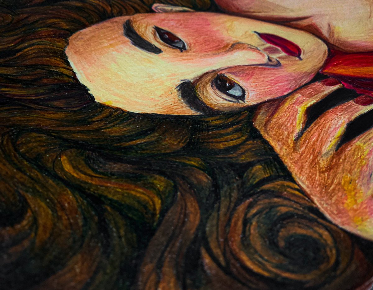 RebeltheWizard's tweet photo. » Self-portrait ☺️ w/ Prismacolors
» Jane Nguyen
» 12th Grade
» Eisenhower High School
#AldineArt #AldineAtHome https://t.co/rOrI2mGk83