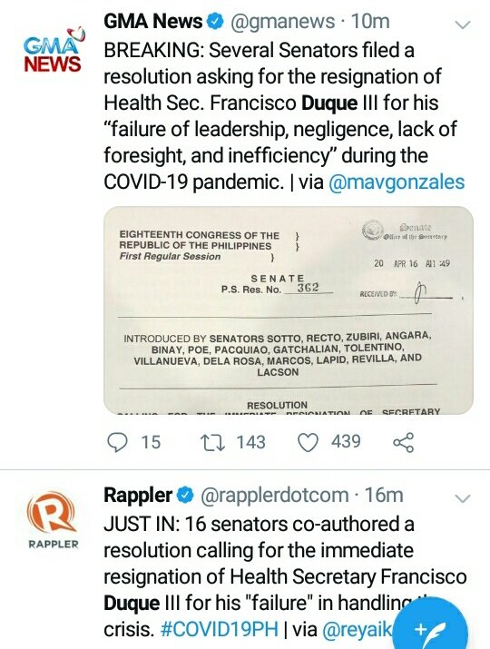 MrFrankBaraan's tweet photo. SENATORS ARE ASKING FOR THE RESIGNATION OF DUQUE?

"Failure of leadership, negligence, lack of foresight, &amp; inefficiency during #COVID19PH pandemic?"

PUHLEEZ. DUQUE ONLY?🙄

KUNG ANG SENADO AY TUNAY NA INDEPENDENT BODY, WHY NOT ASK FOR RESIGNATION OF THE APPOINTING AUTHORITY?🙄 https://t.co/wGQ9oloHo6