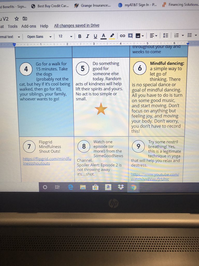 SarahRiveraSTEM's tweet photo. #Mindfulness tic tac toe choice board happening in #Biology tomorrow. Our kids need a break and their emotional needs matter too 💚#compassionovercontent https://t.co/eb5bIZLkvq