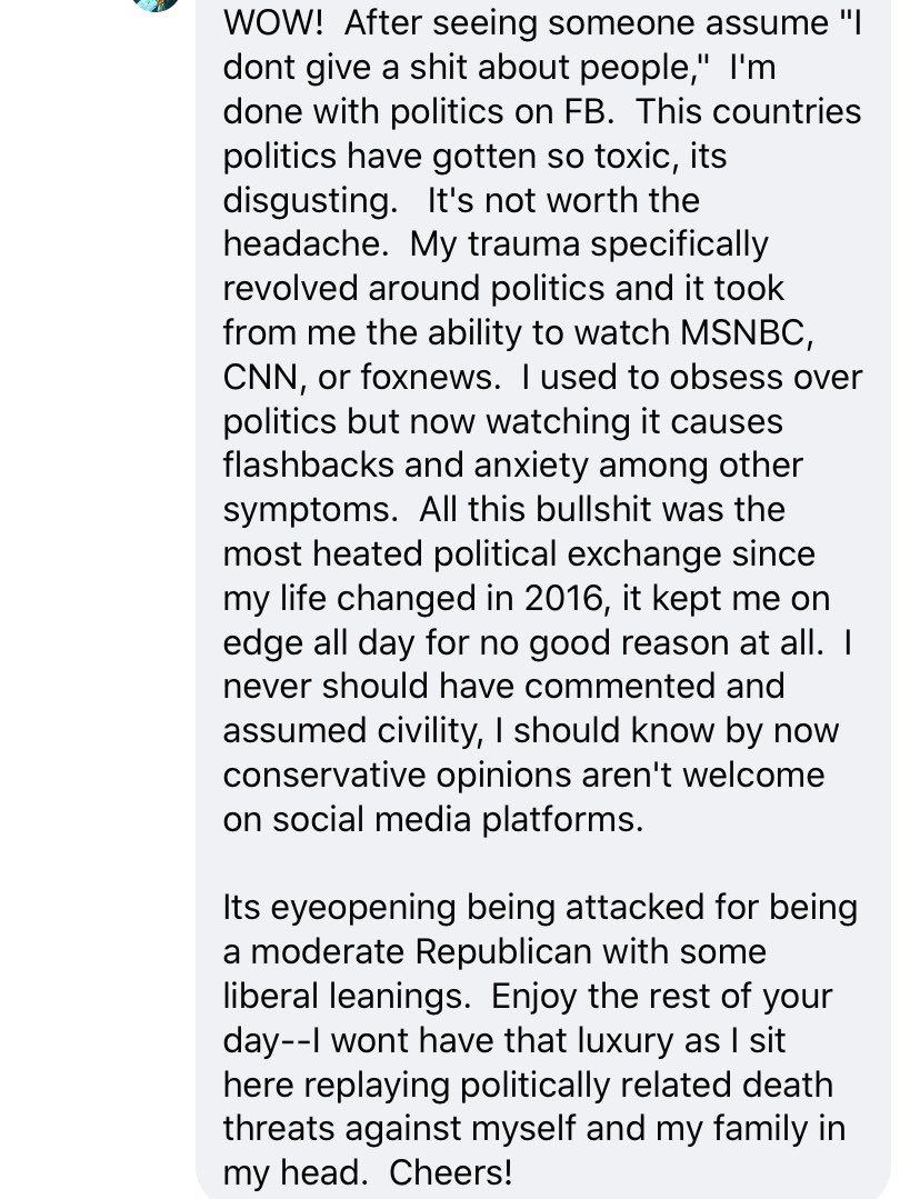 When you can’t refute the argument that it would be generally beneficial to end student loan debt and that being truly socially liberal and fiscally conservative is a privileged and ill-thought out political opinion - just tone police and run away lmao