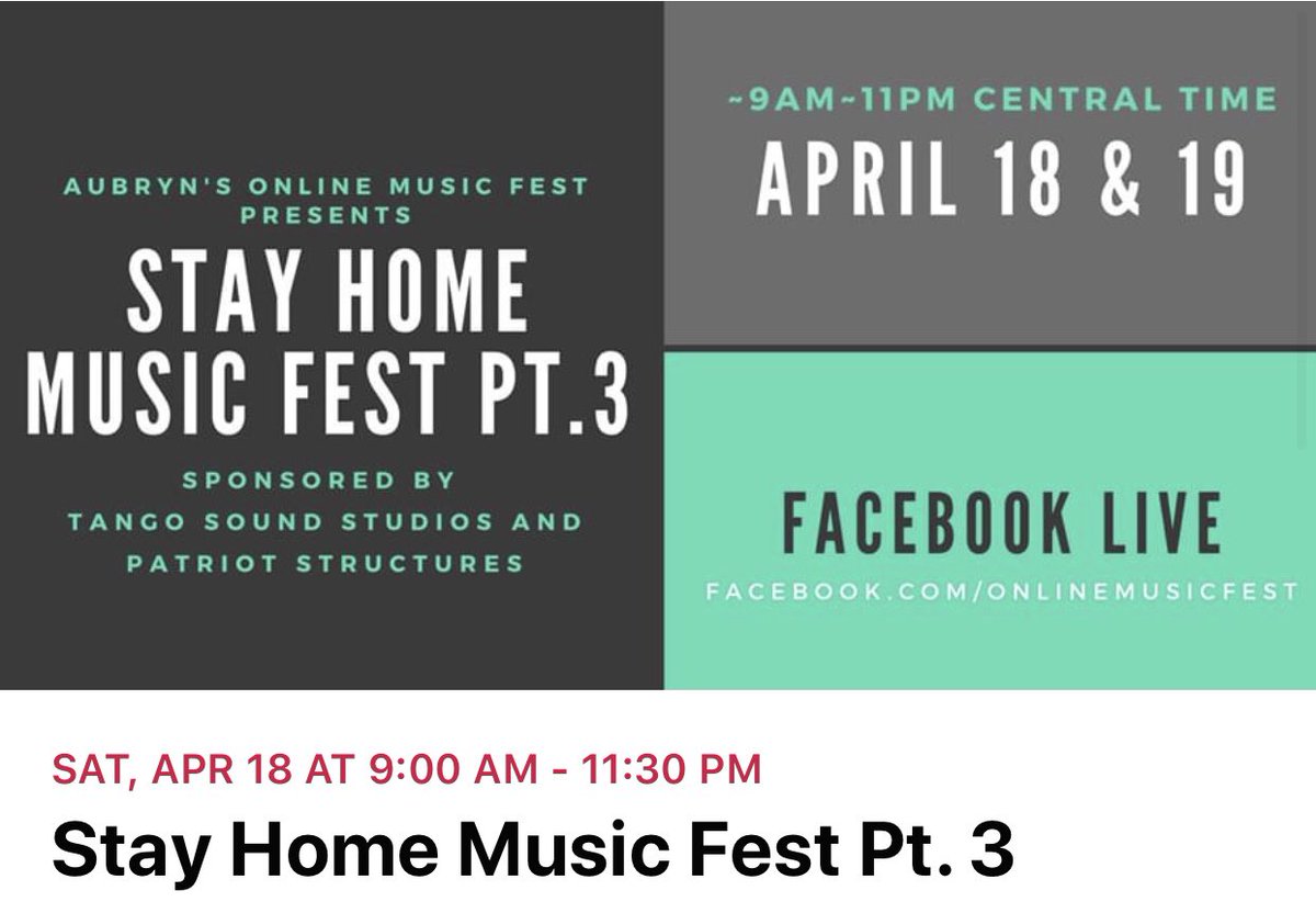 TheFiddlerLacie's tweet photo. I’ll be LIVE @ 5pm (CT)! Saturday April 18! Super pumped to be part of the Stay Home Music Fest! 🎈 #stayhomemusicfest #livemusic #liveatfive #tangosound #patriotstructures 

I’ll be performing live from: https://t.co/kdnVWKPczm  Join me! 🎻🦋🎻 https://t.co/QyP1NHFWRU