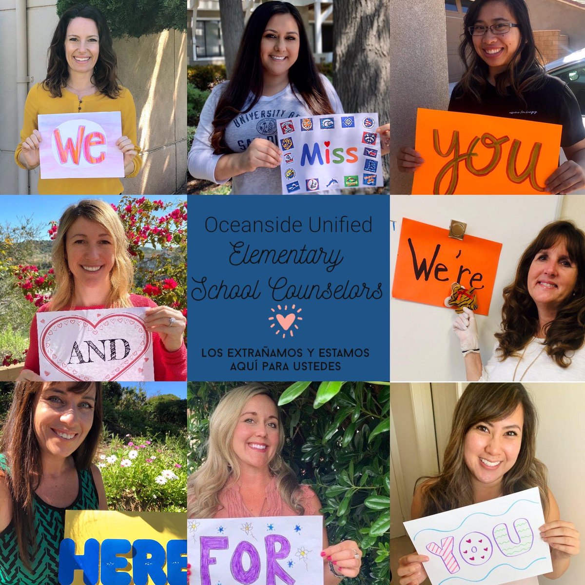 A friendly reminder to ALL @OsideUSD Elementary Schools! Near or far, your school counselor is here for you ❤️ @OsideSup #destinationoside #schoolcounselors <a href="/ASCAtweets/">ASCA</a> #schoolcounseling