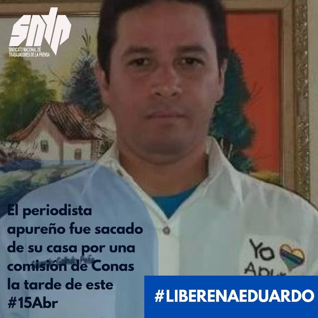 Colmenarez1212's tweet photo. Basta ya de persecución a comunicadores. denunciamos detencion  arbitraria @eduardogalindop  por parte de conas en #Apure  #LiberenAEduardoGalindo https://t.co/WenuIYdqKH