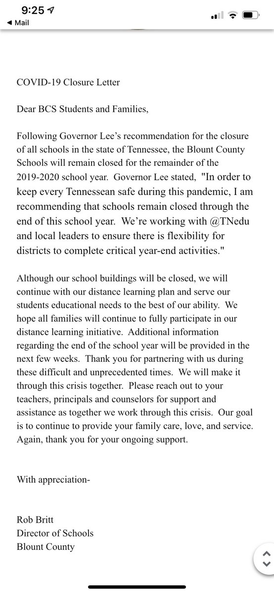 We love you all. We miss you. Please keep participating in our distance learning programs!