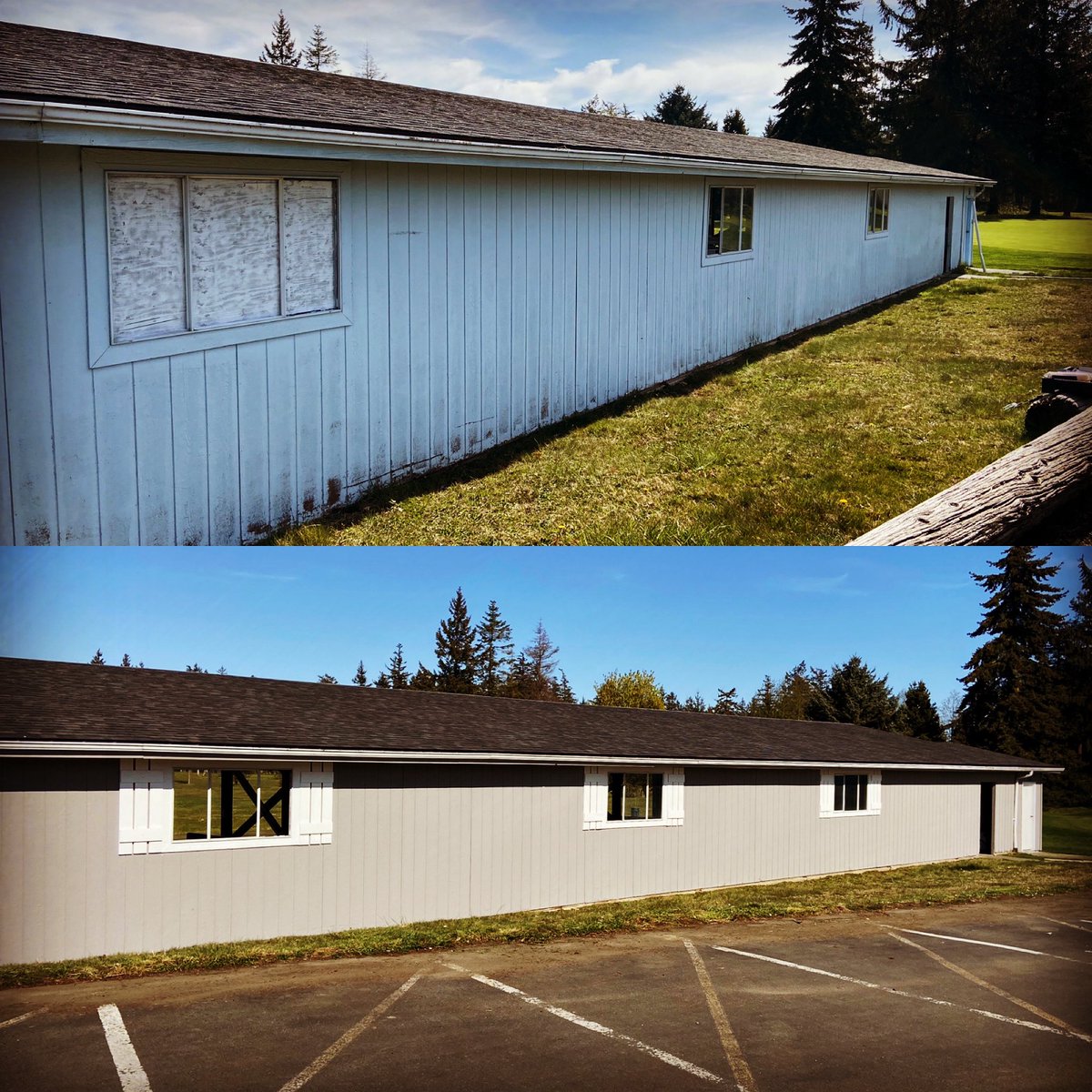 Long overdue cosmetic upgrade to our covered driving range building <a href="/GolfGG/">Glacier Greens Golf Club</a> Matching the style of the ProShop. A small step towards more consistency.