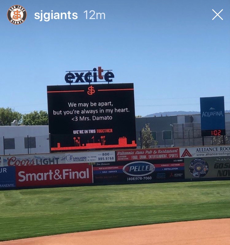 Shoutout to Gigante, the San Jose Giants mascot, for  helping me put up a special message to my students.  #lietzpride #usdlearns