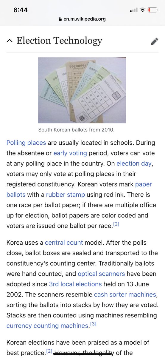 7. Source: South Korea uses hand paper ballots (with rubber stamps), not touchscreens.  https://en.wikipedia.org/wiki/Elections_in_South_Korea