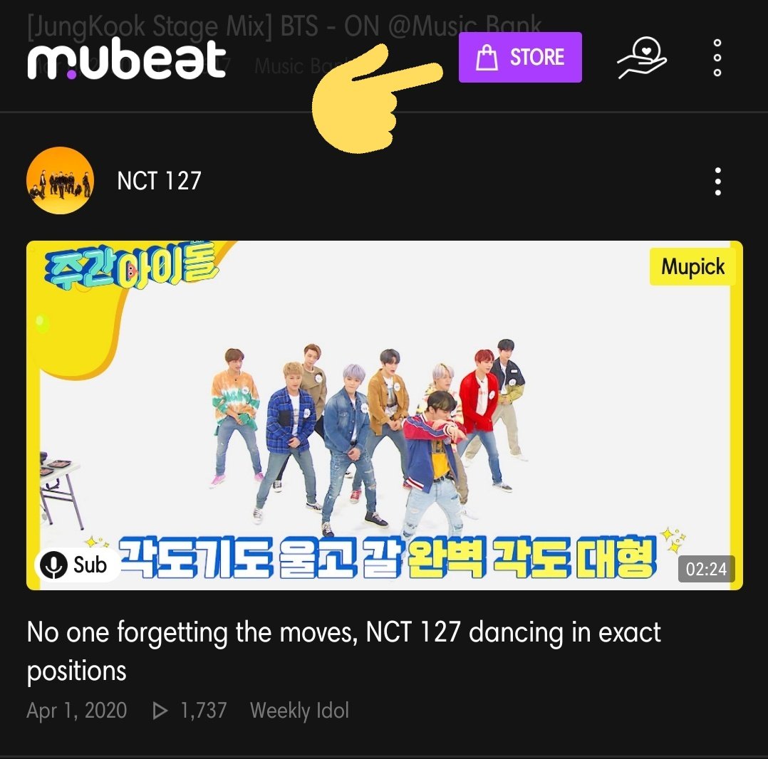 Mubeat - Heart Beats used for voting at: MBC Show! Music Core acquired by: watching ads and completing missions TO WATCH ADS: tap "STORE" at the upper right of the homepage tap "Watch video ads" and watch it until the end 3 heart beats/ad, max 15ads/day (45 beats)