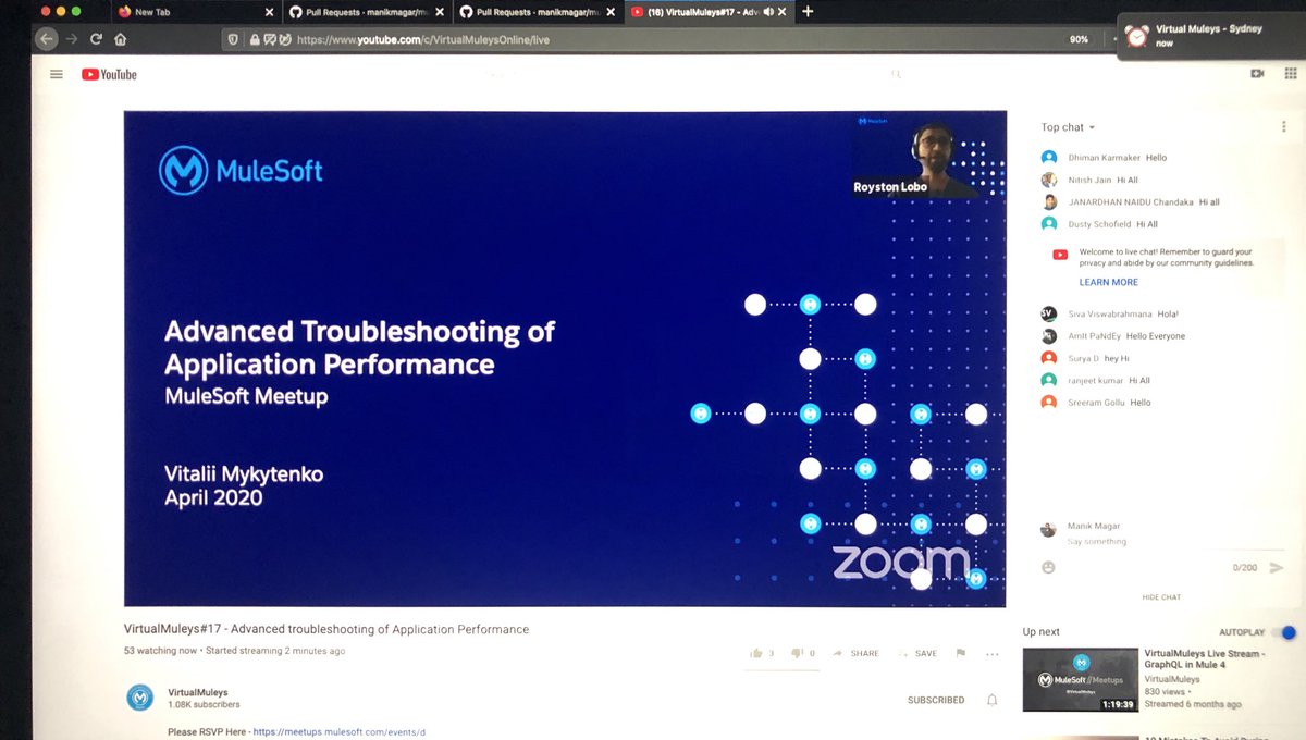 It’s started #Livestream on #VirtualMuleys channel - Advanced troubleshooting of Application Performance. Join our live stream here - 

youtube.com/c/VirtualMuley…

⁦<a href="/_roystonlobo/">Royston Lobo</a>⁩ ⁦<a href="/MuleDev/">MuleSoft Community</a>⁩ ⁦<a href="/MuleSoft/">MuleSoft</a>⁩