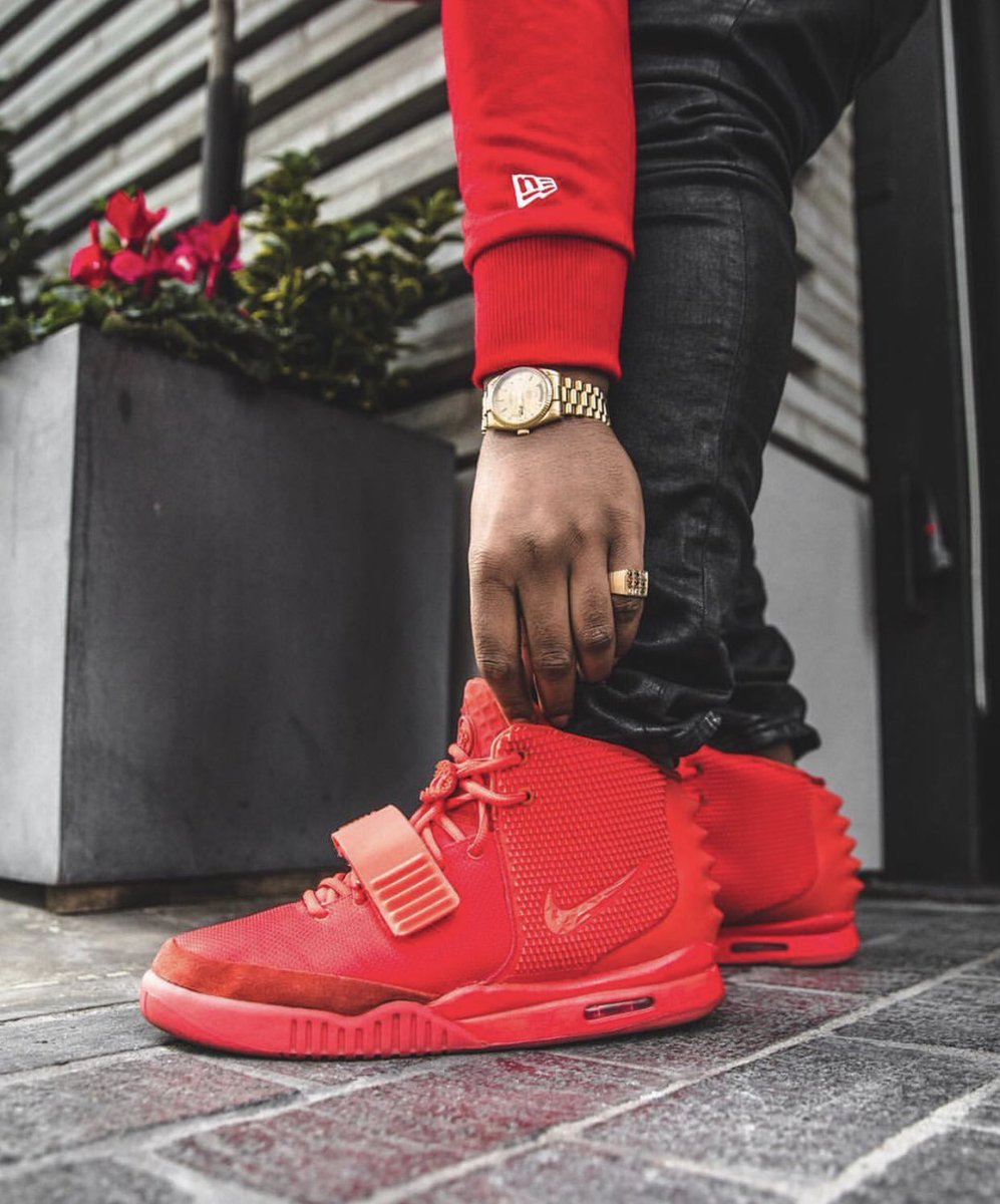 red october yeezy on feet