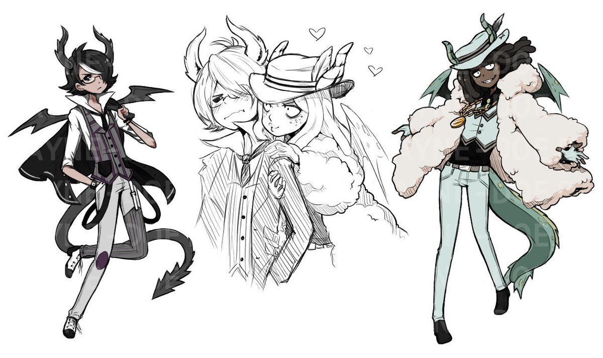 ONLY THE DRAGON BOY WITH BIG COAT by lainykins @ DA - $25 OBObright dog by moggiedelight (ref sheet+headshot)  https://toyhou.se/690774.ry... - $20skull deer by doeprince @ DA (1 extra art) - $15
