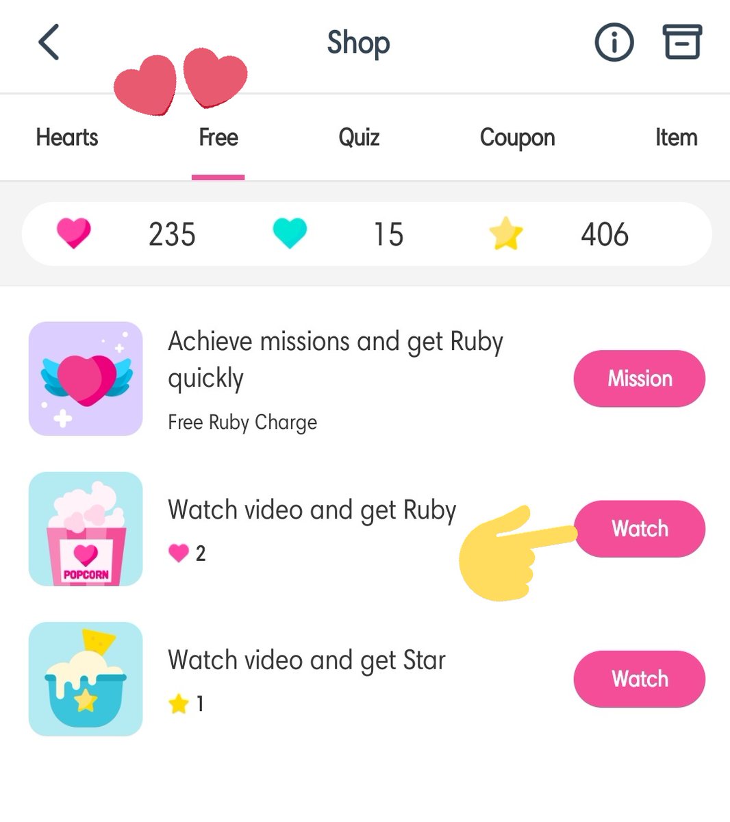 Idol Champ - Ruby Chamsims "": used for voting: MBC Show Champion sign in and click the button on the upper left  tap the "Free charging" on the side list that appears on the "Free" tab, tap on "Watch button" beside "Watch video option"
