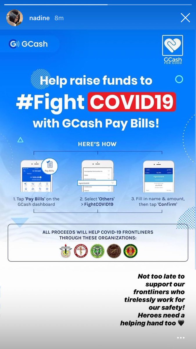 Encouraging others to lend a helping hand to our frontliners during this global pandemic through this GCash fundraising programnadine igs (April 16, 2020)