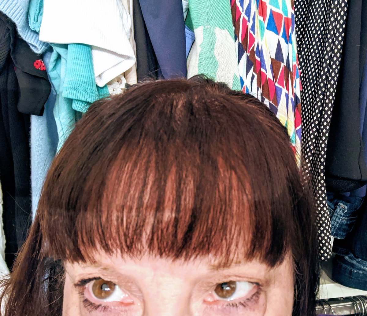 KaseyCrabtree's tweet image. After a too long day of political conflict on #Facebook with people who regurgitate Fox news &amp;amp; don't seem to use spell check, I did the #Quarantine self- #BangTrim. #yikes This is why #hairstylists ARE professionals &amp;amp; will be booked as soon as they can see clients again! #COVID19