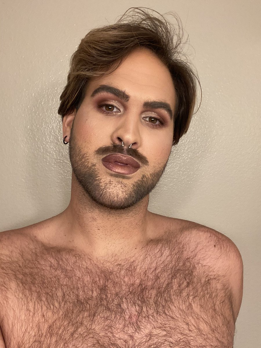 dw13sabus's tweet photo. I’m absolutely feeling myself. Loving my mustache with this look too 🥰 #gay #glam #mua #meninmakeup https://t.co/6qvee5SYeC