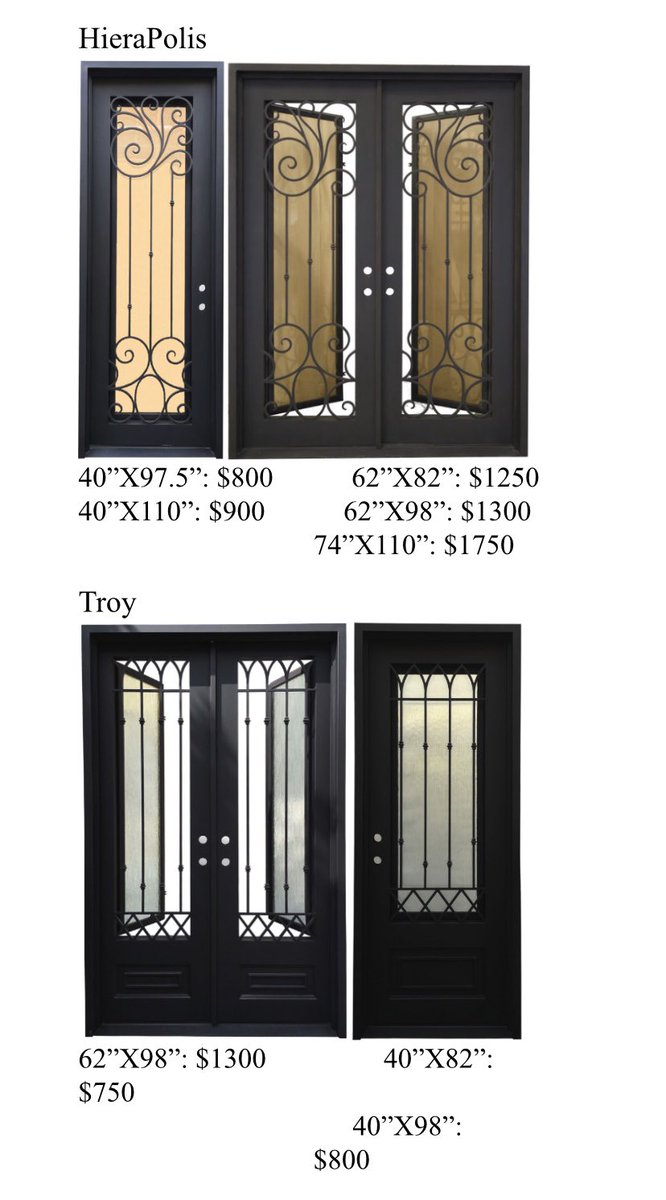 HI REGAL IRON DOORS BIG CLEARANCE

cell phone :832 423 0582

office :281 5011783

WEBSITE: regalirondoors.com

ADDRESS: 10100 Clay road ste D Houston 77080

instagram: regalirondoors