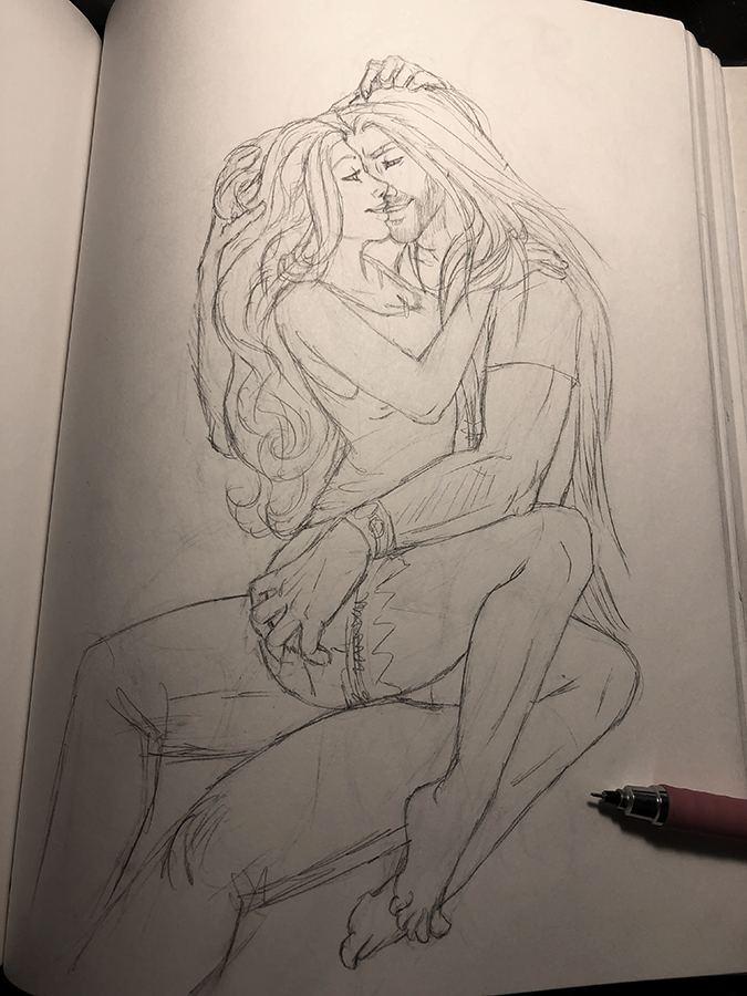KierrnMoon's tweet photo. A canoodle doodle from my sketchbook. Proportions and such aren't the best, but I reeaaally love their expressions and poses. I may clean this up later and make it into something 
#HungerSeries #KainandAutumn #couple #romance #christiegoldenwulfe https://t.co/VC1Z9MVLYN