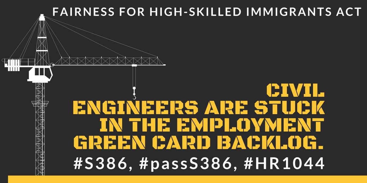 GCBCoalition's tweet photo. โ๏ธ #116Congress, CIVIL ENGINEERS ARE IN #GCBACKLOG. #PassS386โ
๐ฝ #S386 #HR1044, Fairness for High-Skilled Immigrants Actโ
@RepZoeLofgren @SenMikeLee @senatemajldr @SenSchumer @SenatorDurbin @SenKamalaHarris @SenateGOP @SenateDems
๐ #YesS386 ๐บ๐ธ
๐ฝ #S386IsGoodForAmerica ๐บ๐ธ https://t.co/KE2Y3mCZdJ