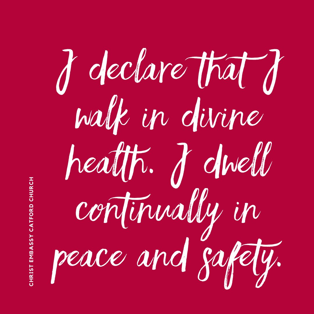 cecatford's tweet image. I declare that I walk in divine health. I dwell continually in peace and safety, in Jesus' name! Amen!

#guideus #wordbyword #praylikejesus #lovingjesuschanginglives #faith #pray #god #wisdom #bible #jesus #prayers #jesuschrist #christian #christianity