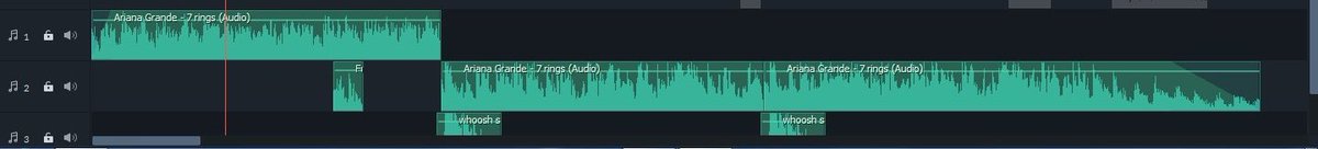1. The audioI used 7 rings by Ariana Grande as the main background music of the edit. I had to edit the thing in Audacity before putting it here because I wasn& #39;t satisfied with the audio quality and the chorus was too short so I tweaked it a little bit until I was satisfied.