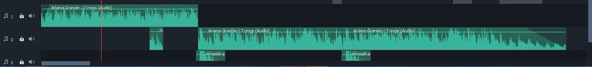 1. The audioI used 7 rings by Ariana Grande as the main background music of the edit. I had to edit the thing in Audacity before putting it here because I wasn't satisfied with the audio quality and the chorus was too short so I tweaked it a little bit until I was satisfied.