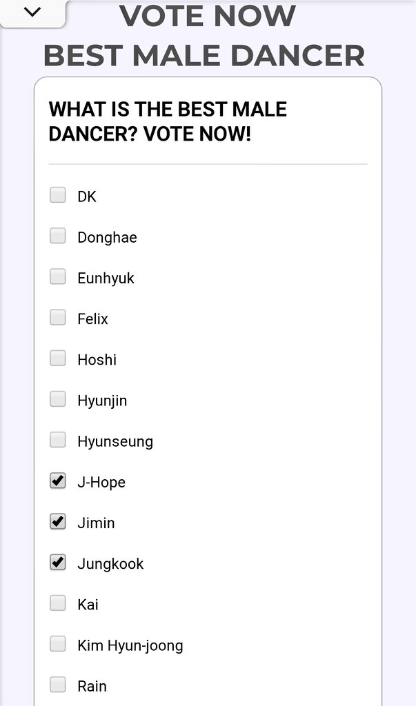 phamyennhi010's tweet photo. | Best Male Dancer |
Vote đi mng ơi . Vote 1 lần được 3 người nên mng vote cho Jhope , Jimin và Jungkook luôn nha . Chỉ còn ~3 ngày nữa thôi ạ ❤
#MOTS7isComingAGAIN
#BTSReComeback2020
#MOTS7isHereAGAIN
#MOTS7_Re_Comeback
#BANGBANG2020 #ReliveMOTS7 https://t.co/2aZUqpyW3A