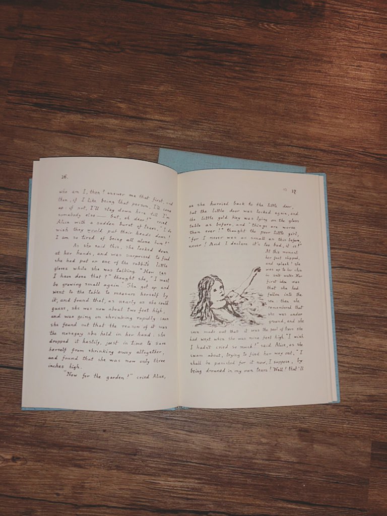 Here’s one of my copies of the original manuscript, hand written and illustrated by Lewis Carroll and given to Alice Liddell as a Christmas present!