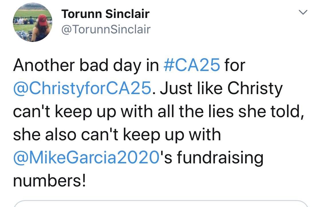 THEN: The the NRCC tried to taunt the  @ChristyforCA25 team. But it turned out we out raised them for the quarter.