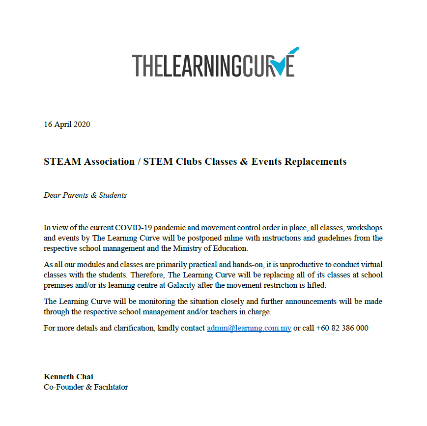 [16-Apr-2020] All TLC classes, workshops will be replaced and events postponed.