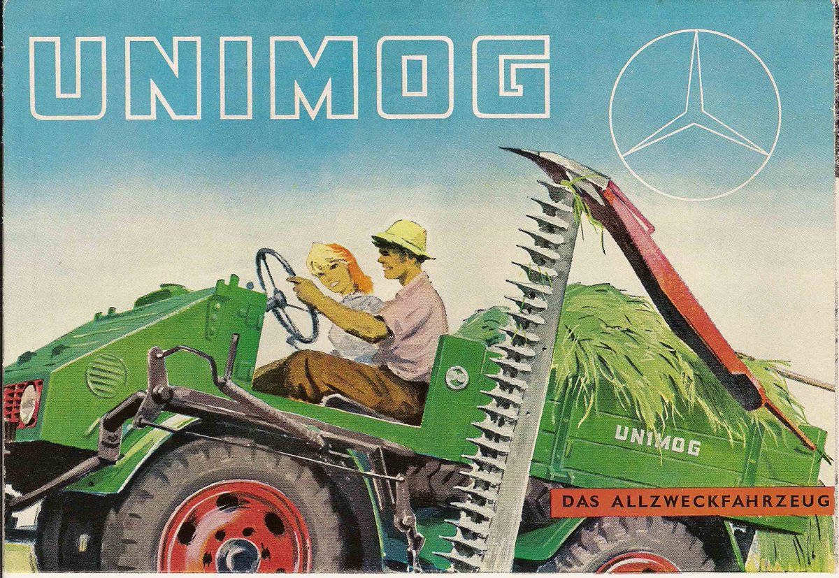 UnimogCommunity's tweet photo. 1953: Titel eines Unimog-Prospekts. Title of a Unimog brochure. #mercedesbenz #cars #carsofinstagram #gaggenau #unimog #4x4 #daimler #ucg #unimogfan #agrar #unimogmuseum #unimogclubgaggenau #unimogveteranenclub #agriculture #busatis #heuernte #landwirtschaft #bauernhof #farming https://t.co/esi7X44SFn