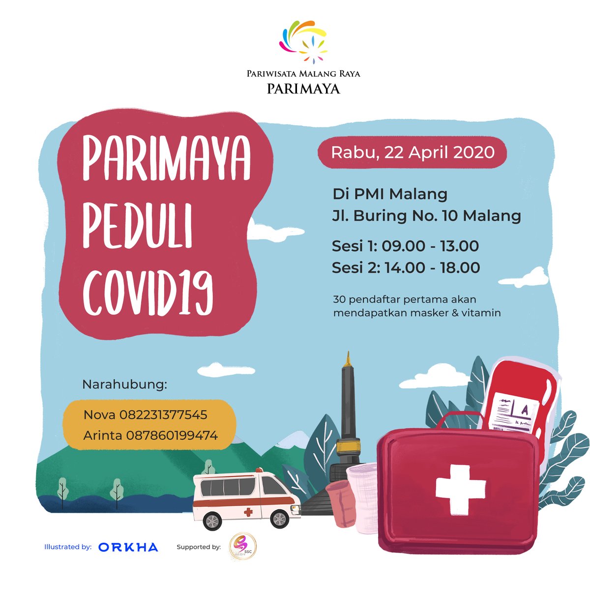 Donor Darah Parimaya Peduli Covid 19 |Rabu, 22 April 20 
|Di PMI Kota Malang, Jl. Buring No. 10 Malang | klik disini : bit.ly/ParimayaCovid19 | Narahubung: Nova Mo 082231377545

<a href="/infomalang/">Info Malang</a>