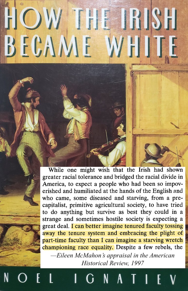In the US, "Irish" became a playground insult. In 1858 Staten Islanders burned the Irish-filled Quarantine Hospital to the ground. Stereotypes of disease & whiskey-sozzled funeral wakes dogged Irish Americans for decades, until they managed to trade up into white chauvinism. 16/n