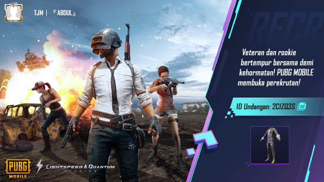 Veteran dan rookie, bertempur bersama demi kehormatan! PUBG MOBILE membuka perekrutan rookie sekarang! Kode undangan saya: 2CIZQ3S. ig-url.igamecj.com/D7gEzs0XHTno