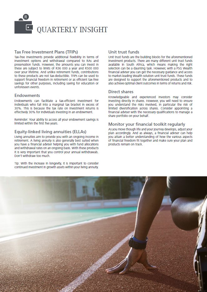 The financial freedom toolkit: financial products and a financial plan.
#clients #finance #wealth #wealthadvisor #wealthmanagement #client #investor #invest #investments #investmentplanning #post #market #PSG #freedom #plan