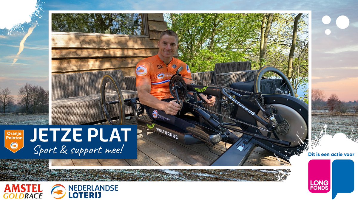 Ik fiets zondag samen met het <a href="/OranjePeloton/">Oranje Peloton</a> van @NederlandseLoterij mee met de virtuele <a href="/Amstelgoldrace/">Amstel Gold Race</a>.
Samen sporten en samen supporten! Als één peloton fietsen we voor het <a href="/Longfonds/">Longfonds</a>!
 
Fiets jij mee? bit.ly/3baKgnp
Support jij mee? bit.ly/3cqPMm5
#AGRathome