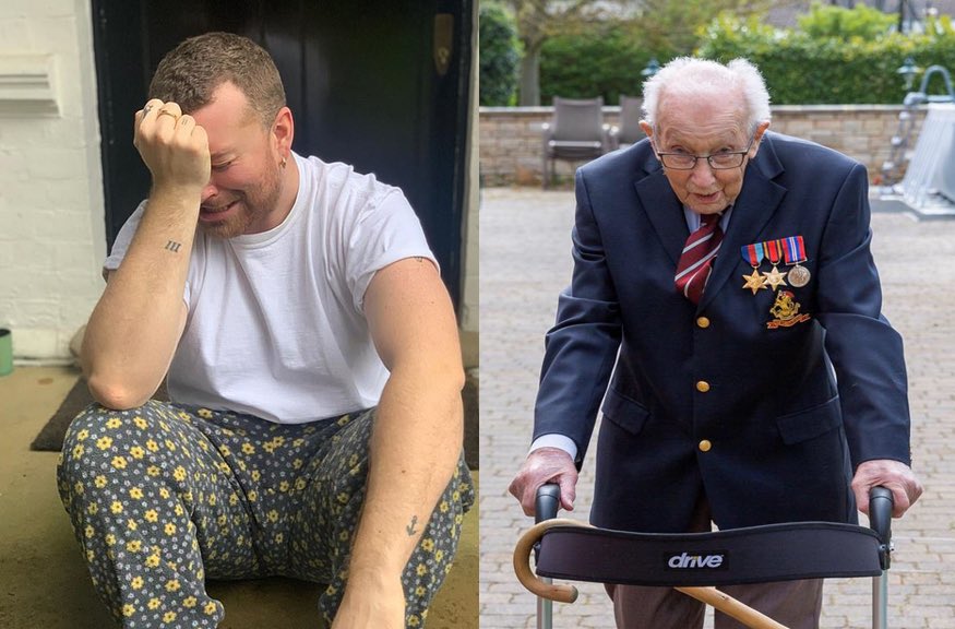 CFCMeady's tweet image. One is a multi millionaire snowflake (Sam Smith) sitting outside his house crying because he’s in self-isolation and the other is a 99yr old war veteran raising money for the NHS.
I know who I want on my side when the Shite hits the fan.