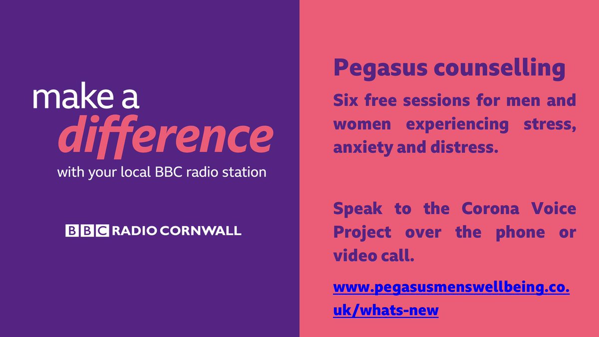 Need some mental health and wellbeing support in these difficult times?Rachel from the Corona Voice Project at Pegasus spoke to  @laurencereed Email: rachel@pegasusmenswellbeing.co.uk  #StayHome    #StaySafe  #BBCMakeaDifference