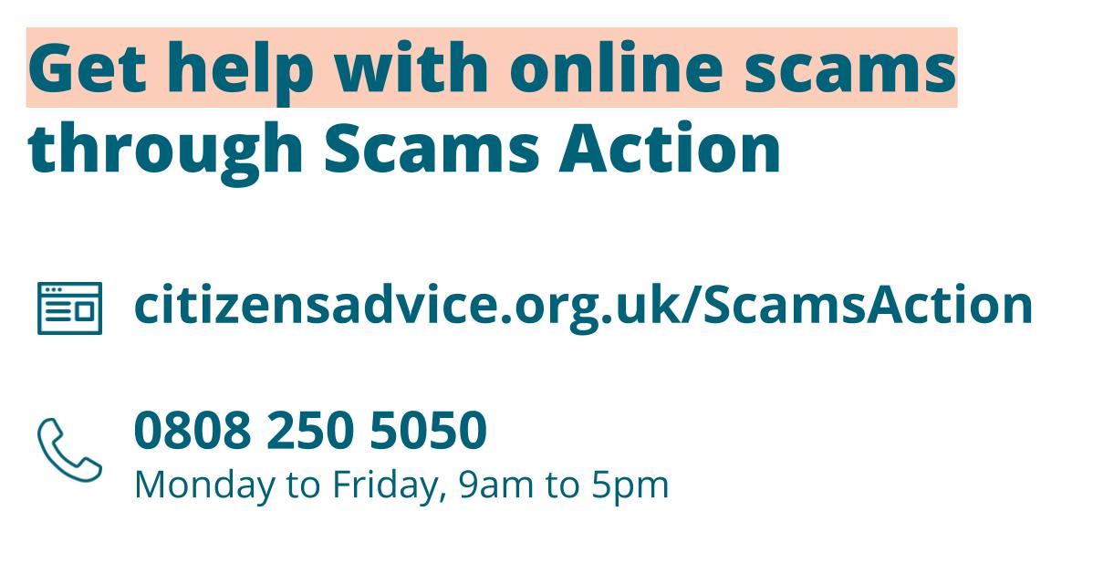 For help with online scams our  #ScamsAction team are available on the phone or online to help  https://www.citizensadvice.org.uk/consumer/scams/get-help-with-online-scams/?utm_medium=social&utm_source=twitter&utm_campaign=scamsaction