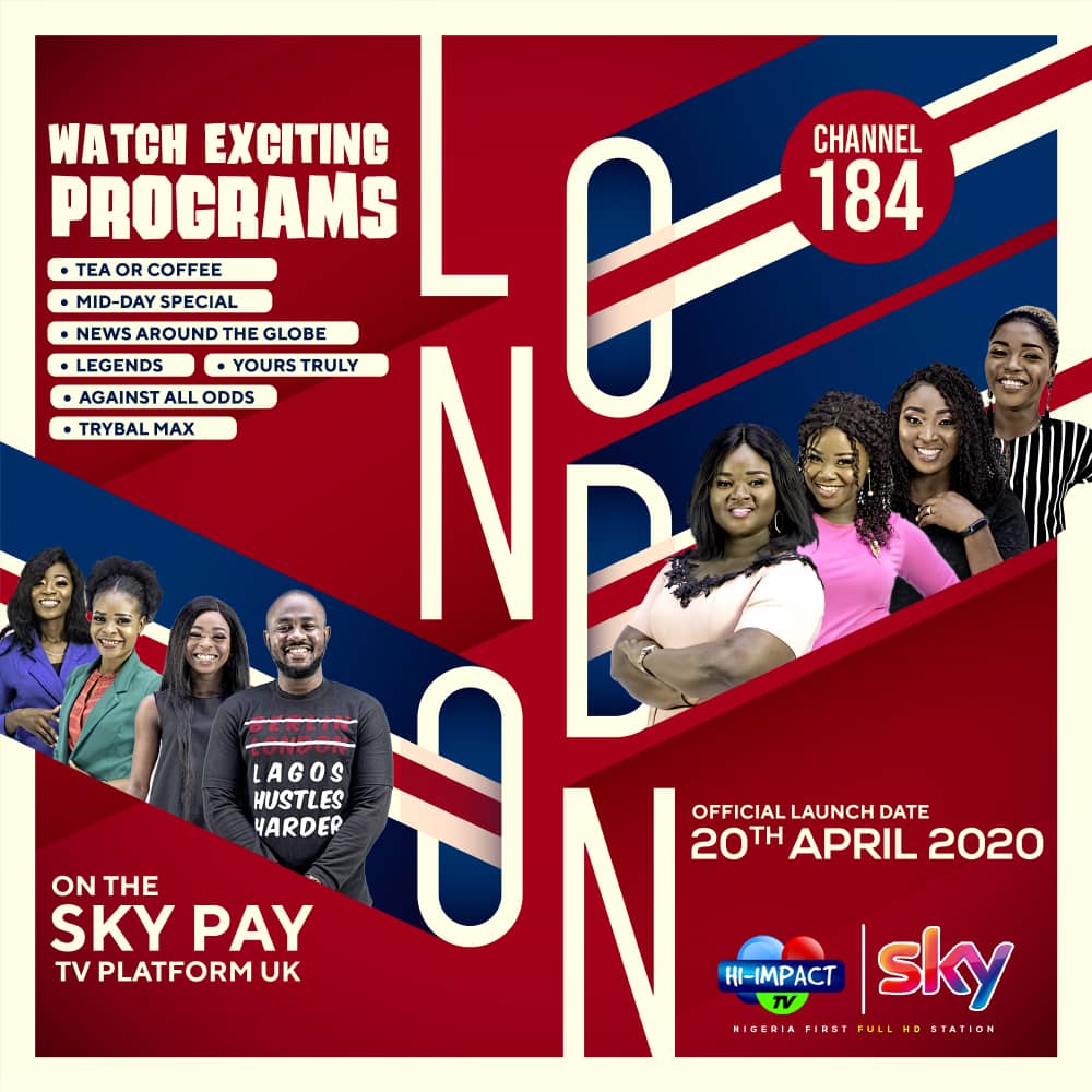 hiimpacttv's tweet photo. Yipeee 💃🏻💃🏻💃🏻💃🏻WE ARE EXCITED!!! 20th April is here, Its 4 days to our official launch on UK's largest cable network. We cant wait to bless your screens with mind blowing contents. DONT BE TOLD!!!
#hiimpacttv #sky #securingthefuture #full
#channel184 #StayHome
#dontbetold https://t.co/k3NRouT688