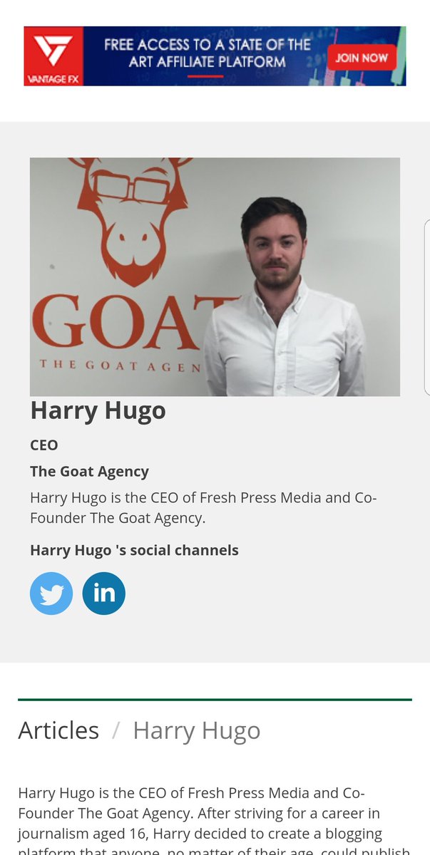 9. The Goat Agency isn't the only job role that  @HarryHugoGoat has.Harry is also the CEO for  @FreshPressUK."Home to  @TheReadNetwork and  @Grid_Network"Lets start with the Read Network which is a large online network in the world of entertainment but mainly individual.....