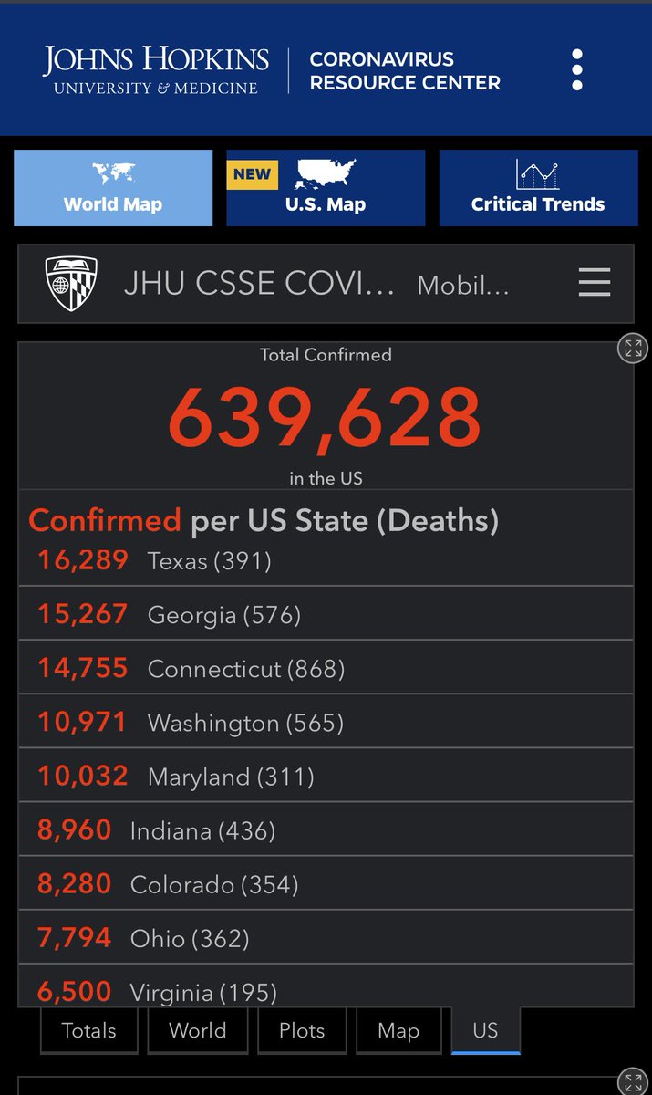 4/15/20 https://coronavirus.jhu.edu/map.html 