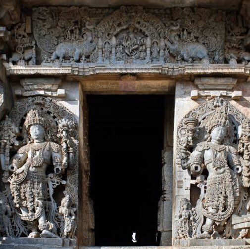 But the secondary lighting throws limelight on the intricate sculptures & carvings like ;Dwarapalakas : Guards of gateMakara Torana : overhead panel on the main doorMohini : The female form of Lord Vishnu