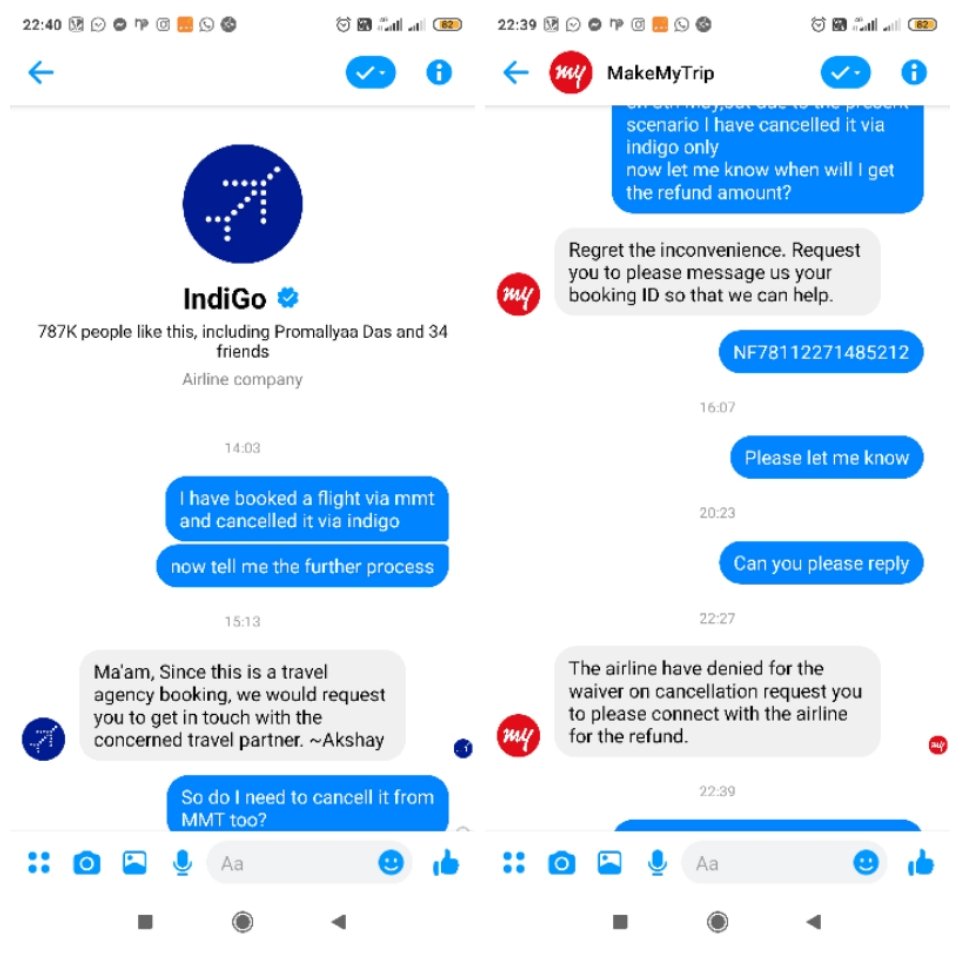 Sushmitaghosh4's tweet photo. They are just taking advantage ,this is actually not done 
 
I have cancelled it via indigo and opted for a refund not for a credit shell

Journey Date- 8th may
#indigo #indigoairlines 

#MakeMyTrip 
#FinanceTwitterJa #financeminister https://t.co/a0wYfOXdCD