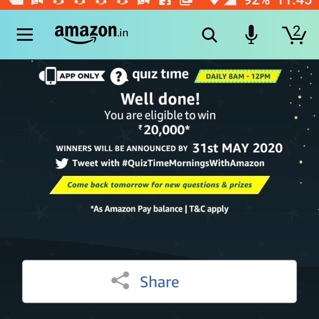 PreetiAp's tweet photo. #QuizTimeMorningsWithAmazon https://t.co/N1vbYeCoZq