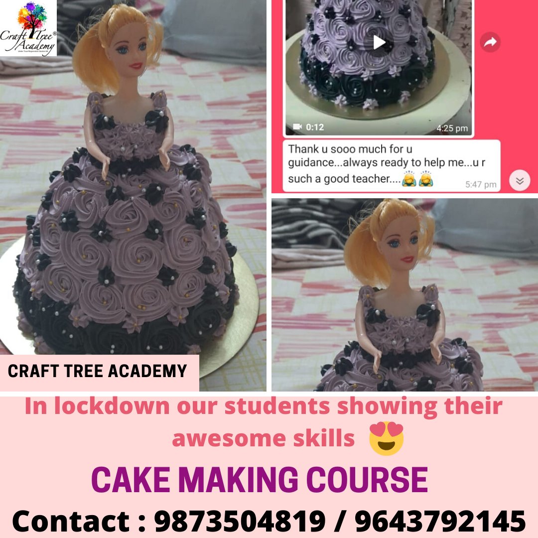craftreeacademy's tweet photo. In lockdown our students showing their awesome skills😍
You can also learn how to make this beautiful doll cake😃
You just only need to ping us on ☎️ 9873504819 or 9643792145
Or visit 🌐 https://t.co/k7Nyi7GiRa
#crafttreeacademy #dollcake #cakemaking #cakemakingcourse #cakemaker https://t.co/Rda7Zqeqwn
