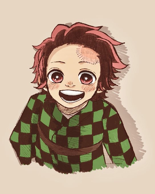 ぴ助さんがTwitterに投稿した竈門炭治郎(鬼滅の刃)のイラスト。