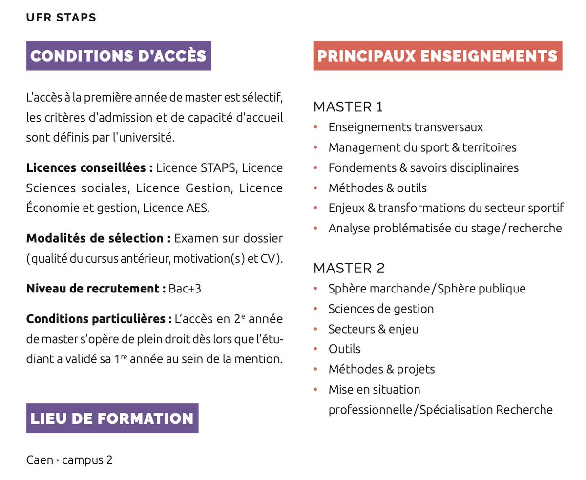 👩‍🎓👨‍🎓Vous souhaitez intégrer le master Management Du Sport de l'Université de Caen ? La plateforme eCandidat ouvre le 20 avril.
➡️lien vers la présentation du master : bit.ly/2z2SjUV 
➡️les informations sur eCandidat : bit.ly/3epM3a3