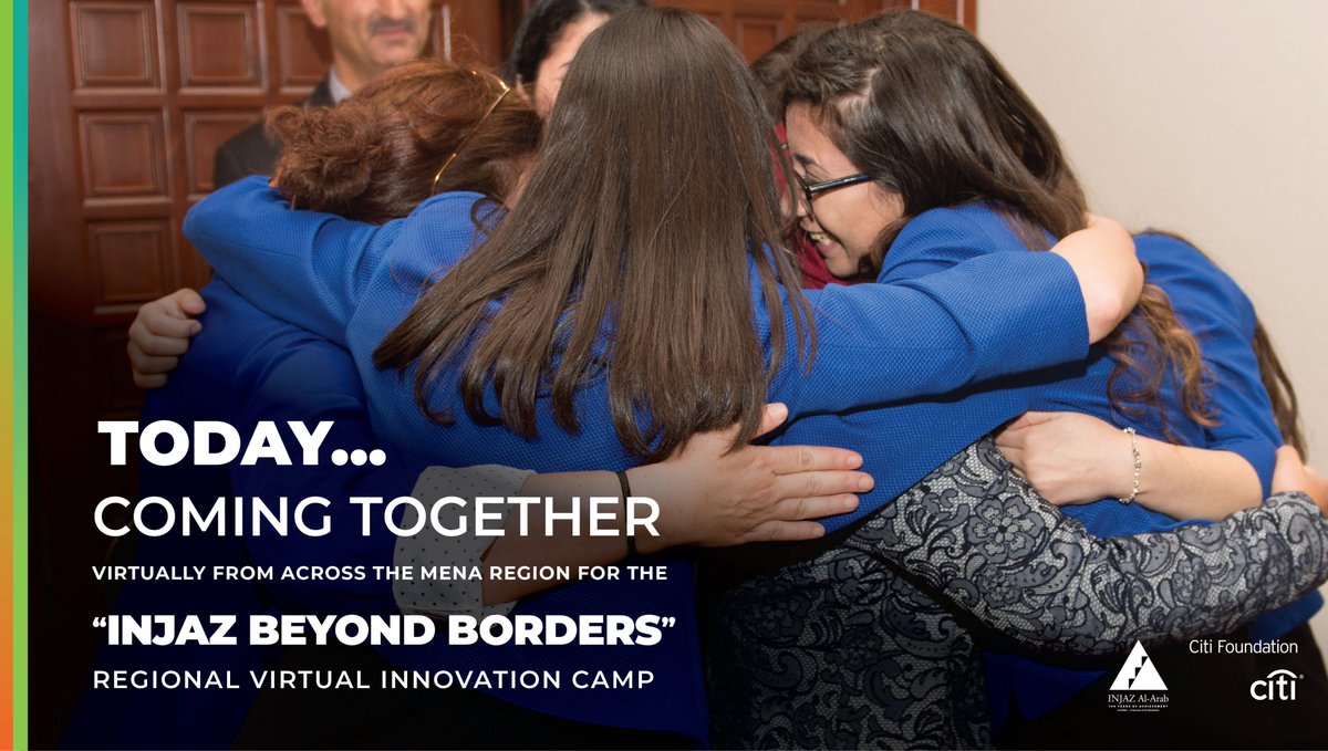 INJAZAlArab's tweet photo. TODAY: Our youth are "coming together" at our first virtual regional innovation camp: #INJAZBEYONDBORDERS, sponsored by @Citi Foundation.
#BelieveinINJAZ #Keeplearning #Youth #MENA #ICAMP #CitiVolunteers #Innovation #pathways2progress #WhyINJAZ #covid19 #coronavirus https://t.co/kDGC6yiPOz