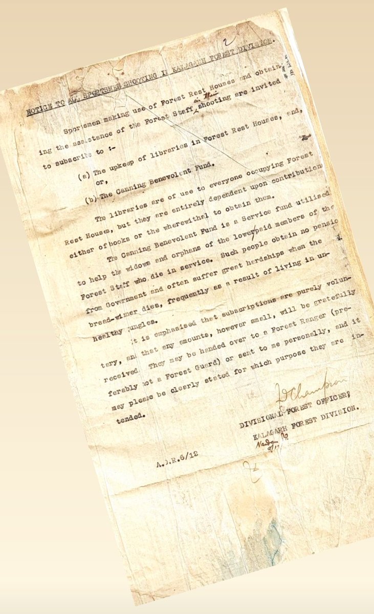 The first of the many yellowing pages of this register had a notice, signed by F.W. Champion whose writings & pioneering tripwire photography technique convinced many hunters (incl. Corbett) to give up the gun for a camera. It was in this notice I first read of the Canning Fund.