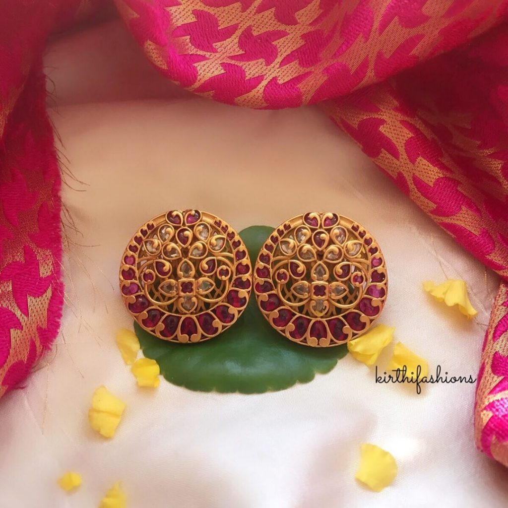 Antique Venkata Gold Plated Stud - Mata Payals Exclusive Silver Jewellery